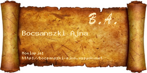 Bocsanszki Ajna névjegykártya